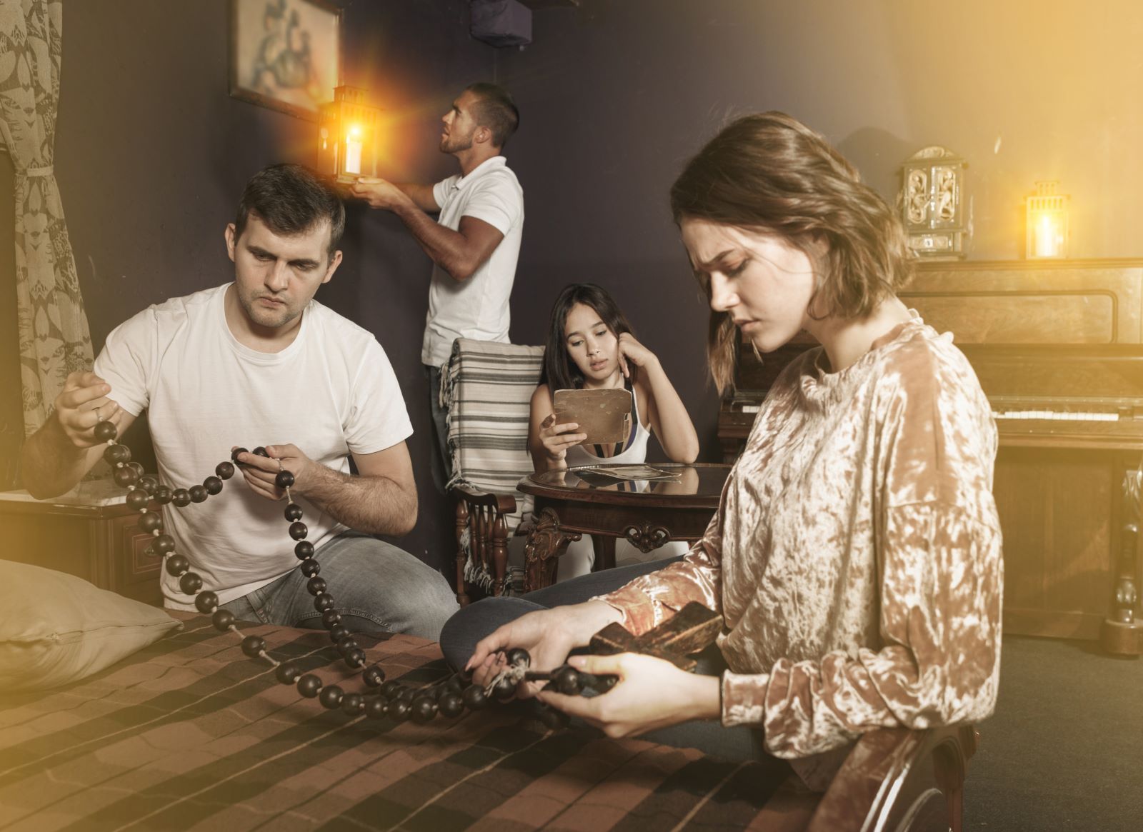 Group of friends in escape room
