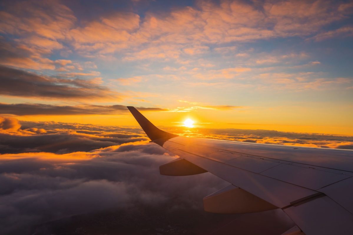 colorful sunset at 30,000 ft over siesta key