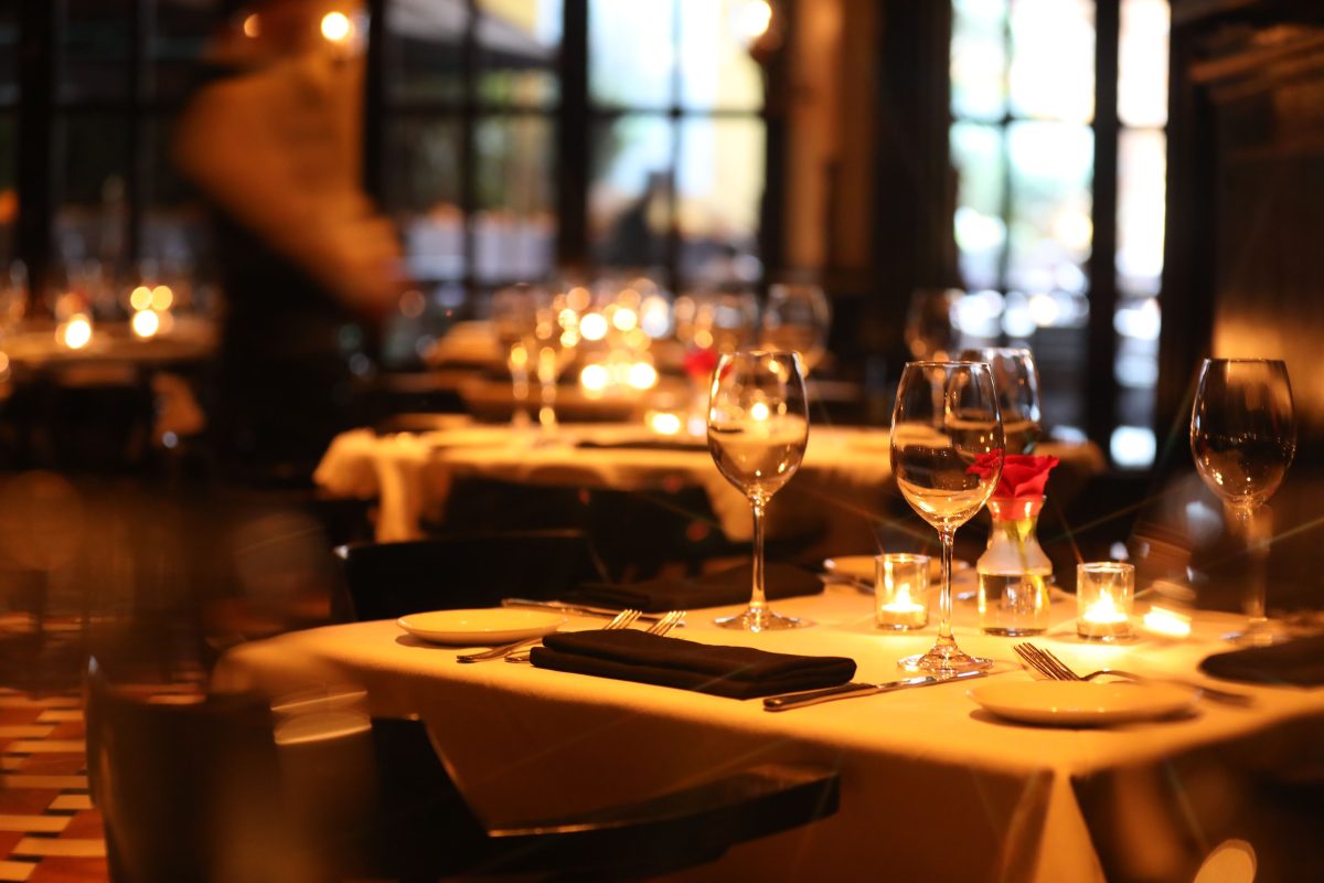 table set at a restaurant on the Crystal Coast