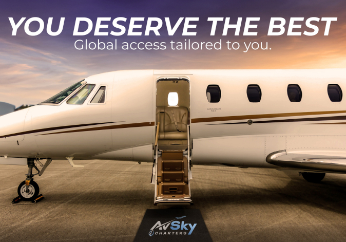 Luxury private jet boarding stairs extended on an open airport runway tarmac.
