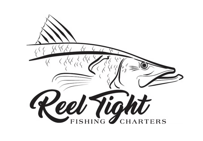 Line art logo featuring a sportfish design for Reel Tight Fishing Charters.