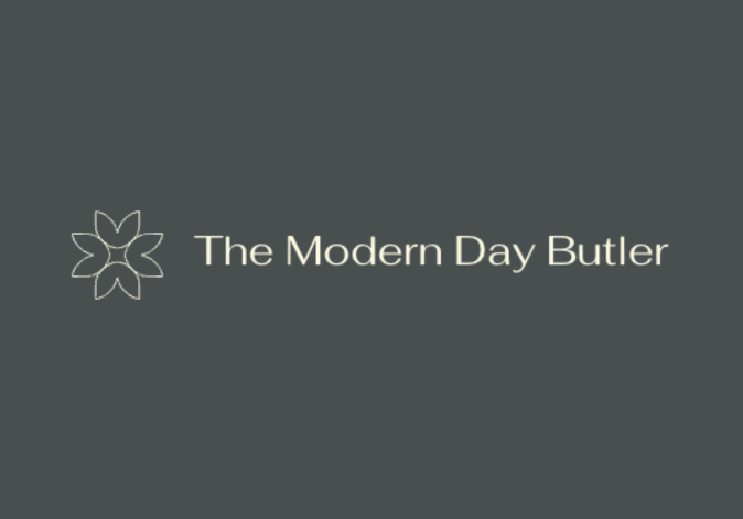 Minimalist dark grey square logo reading The Modern Day Butler.