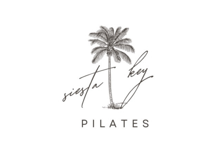 Line art logo featuring a palm tree for Siesta Key Pilates.