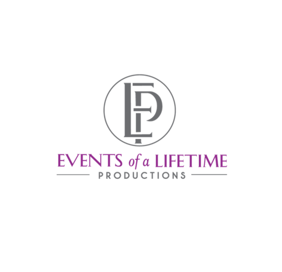 Circular elegant logo for Events of a Lifetime Productions.